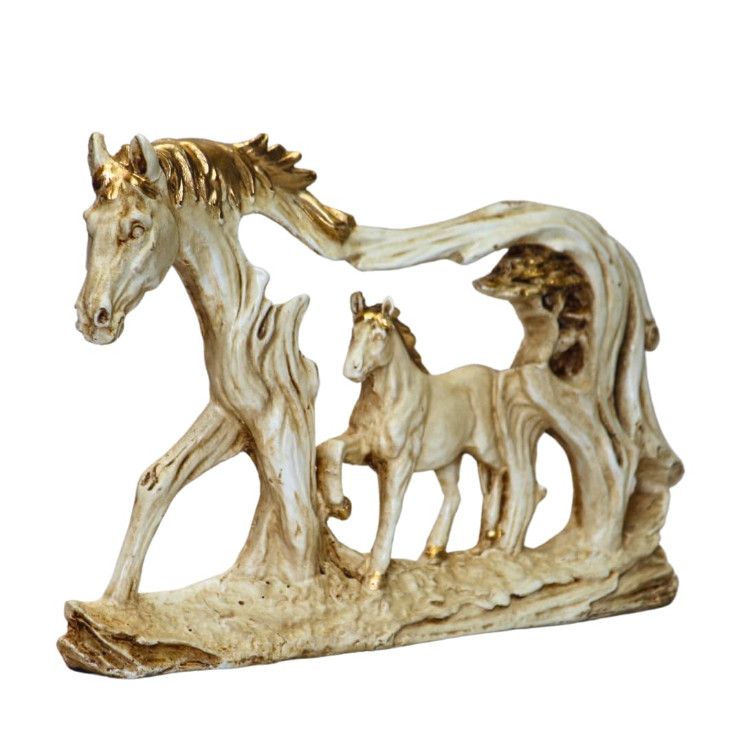 Antique Lucky Wall Hanging White Horse Statue with Baby Horse