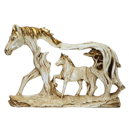 Antique Lucky Wall Hanging White Horse Statue with Baby Horse